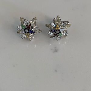 Vintage Eastern Star Rhinestone Earrings!